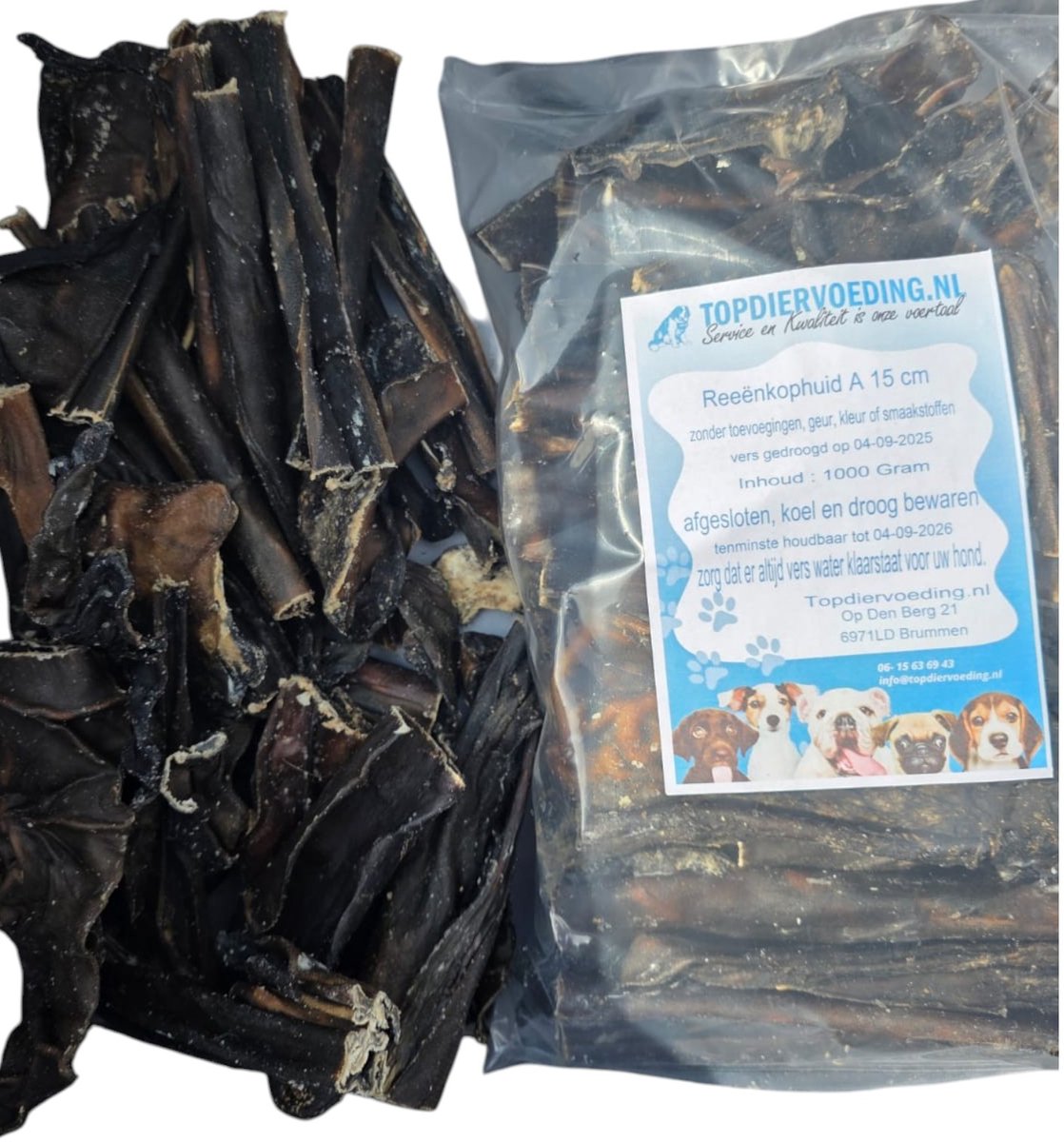 Kophuid Ree – 100% Natuurlijk en Hypoallergeen – 15 cm – Kauwsnack voor Honden