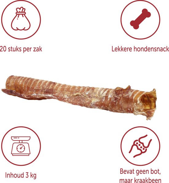Gedroogde Runderluchtpijp – 20 stuks à 30–35 cm – 3 kg