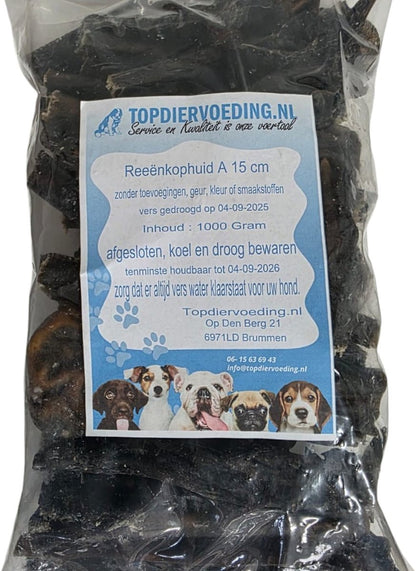 Kophuid Ree – 100% Natuurlijk en Hypoallergeen – 15 cm – Kauwsnack voor Honden