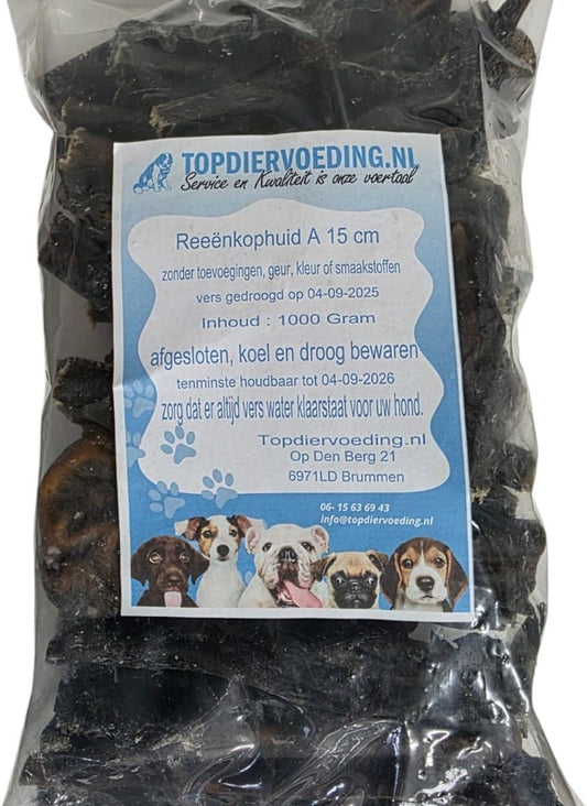 Kophuid Ree – 100% Natuurlijk en Hypoallergeen – 15 cm – Kauwsnack voor Honden