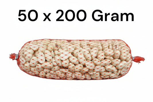 Pindanetjes Wit – 50 x 200 g (10 kg) – Gepelde Pinda’s zonder Vlies