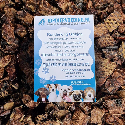 Runderlong Blokjes – circa 2 x 2 cm – 1 kg