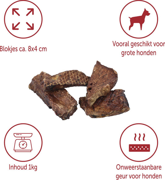 Runderlong Groot – Vers Gedroogde Hondensnack – 1 kg