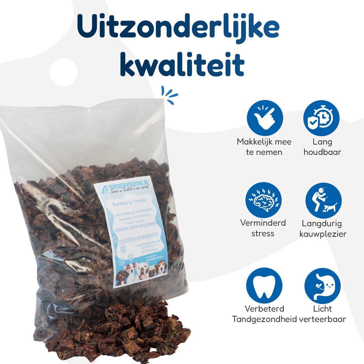 Runderlong Trainers – Vers Gedroogde Hondensnack – 1 kg